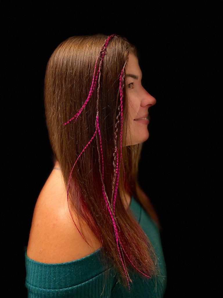 Pink hotsell hair feathers